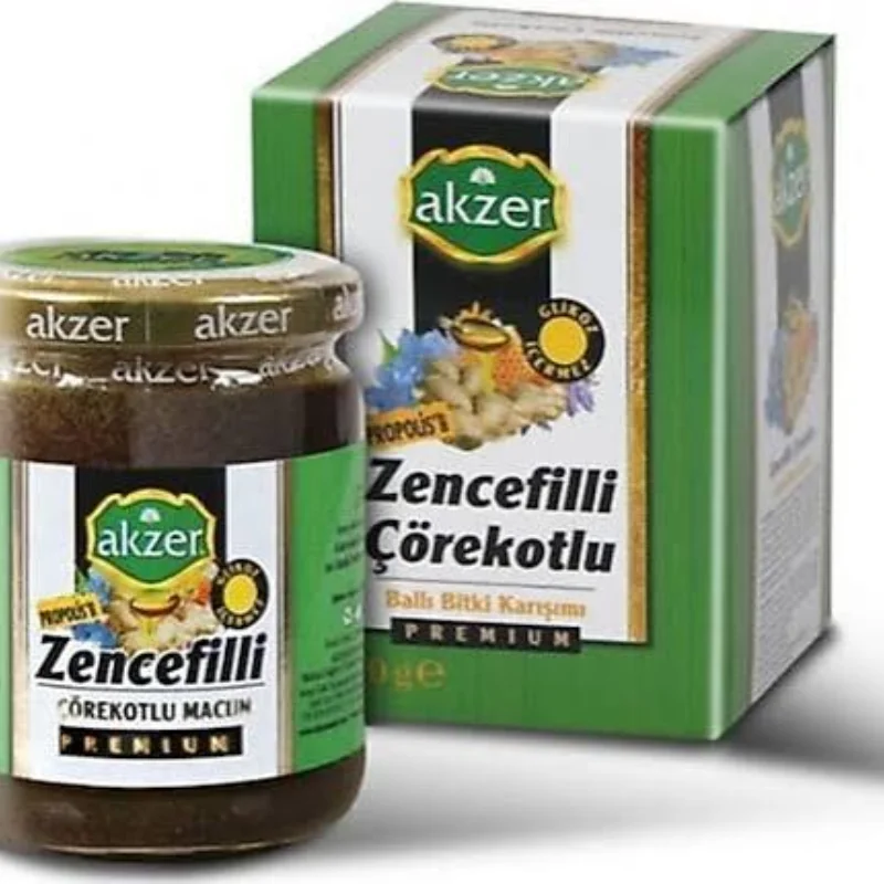 AKZER ZENCEFİLLİ ÇÖREKOTLU MACUN PREMİUM 210 GR.